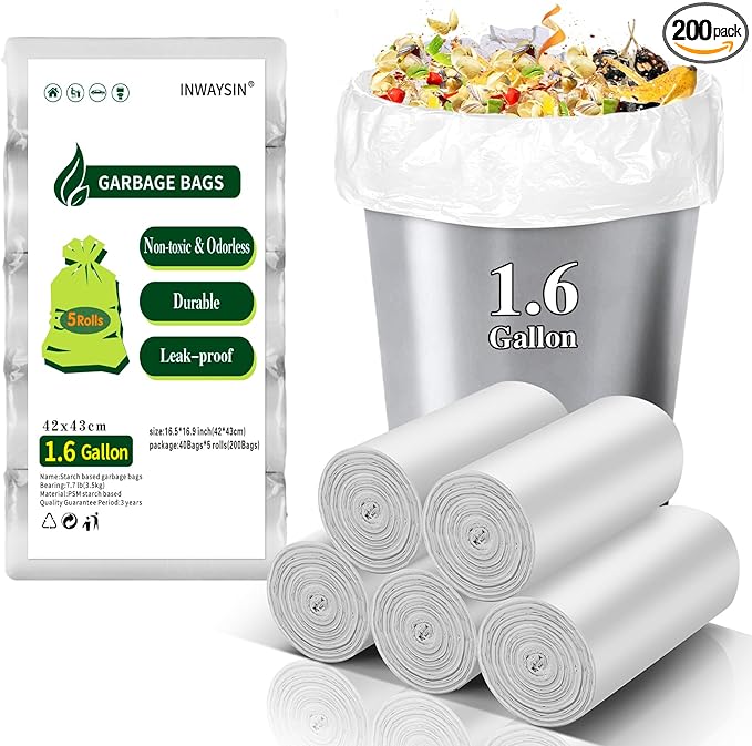 1.6 Gallon Small Biodegradable Trash Bags