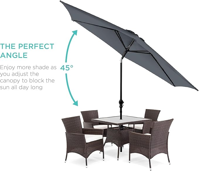 Best Choice Products 10ft Outdoor Table Compatible Steel Polyester Market Patio Umbrella w/Crank and Easy Push Button Tilt