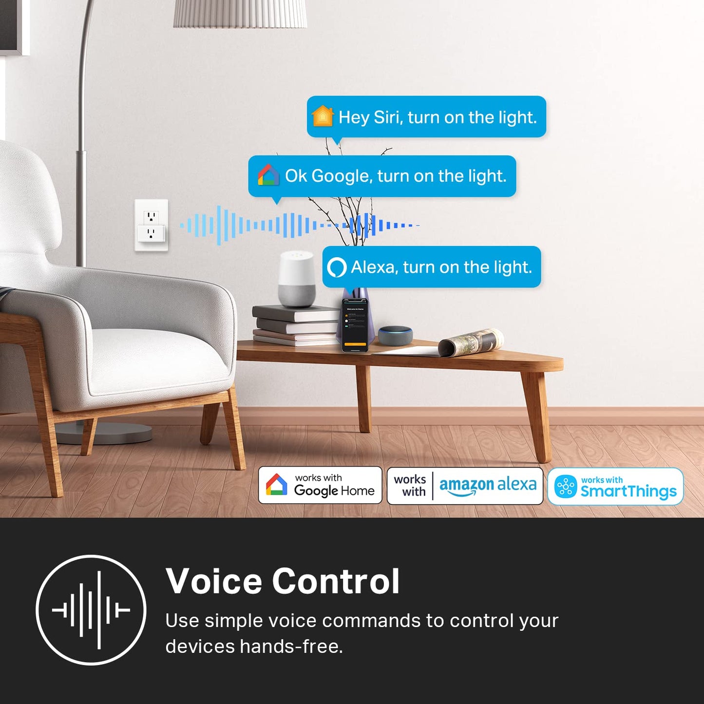 Kasa Smart Plug HS103P4, Smart Home Wi-Fi Outlet Works with Alexa, Echo, Google Home & IFTTT, No Hub Required, Remote Control, 15 Amp, UL Certified, 4-Pack, White