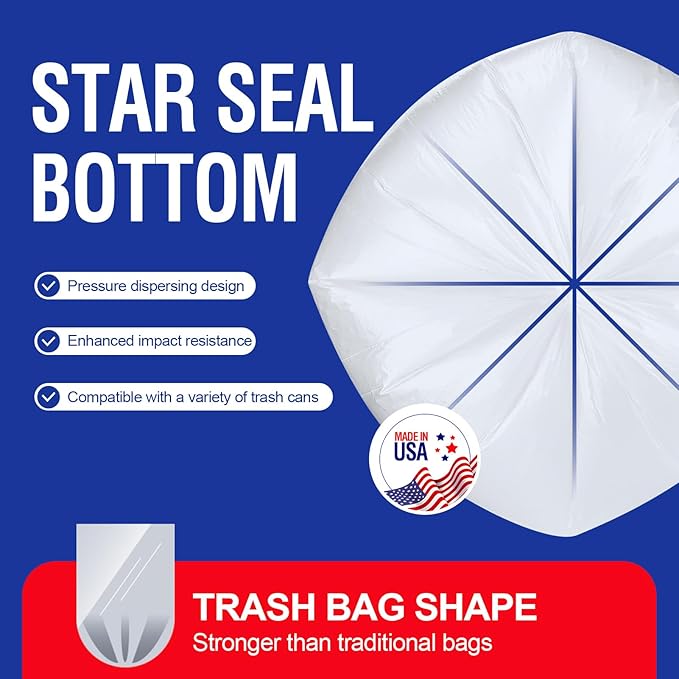 Delxo 30-33 Gallon Clear Trash Bags, Durable & Puncture-Resistant Plastic