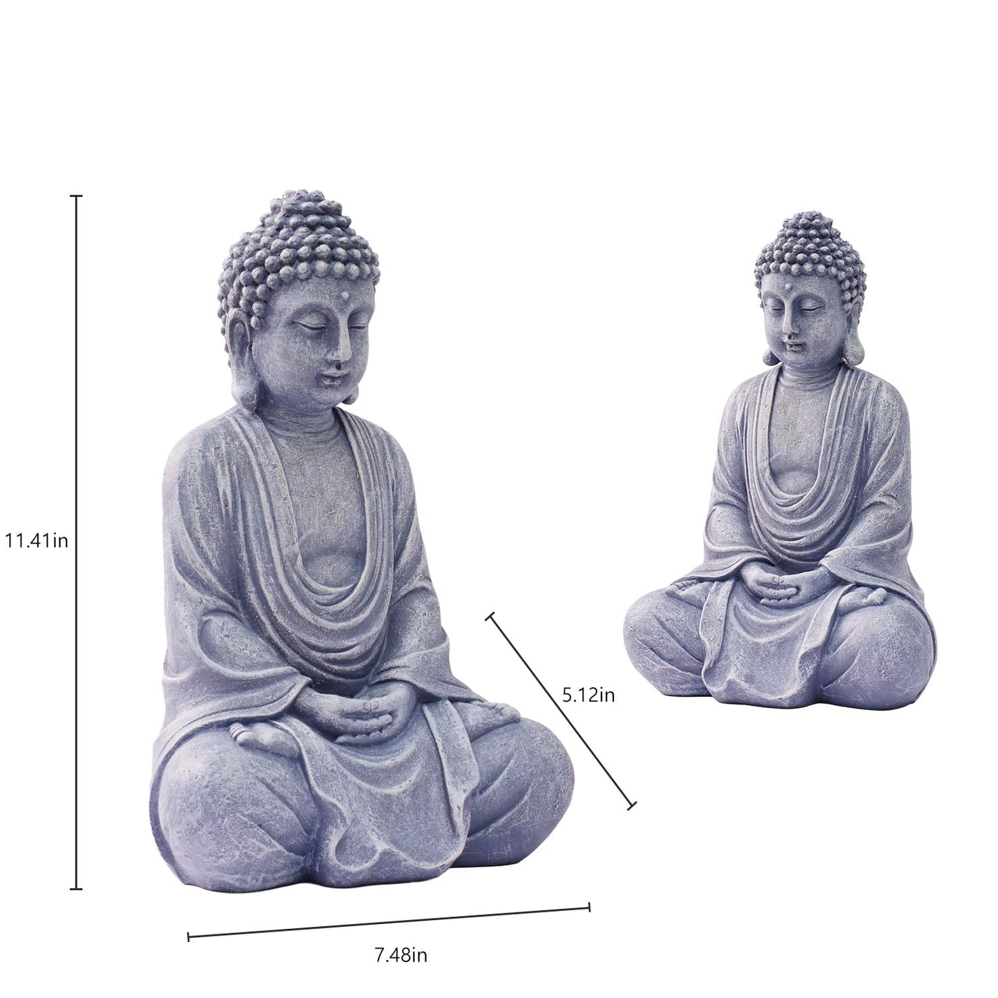 Goodeco 11.4" Meditating Buddha Statue Home Decor - Meditation Gifts for Room/Garden/Patio/Deck/Porch Yard Art Decoration, Zen Decor Buda Statues (Gray)