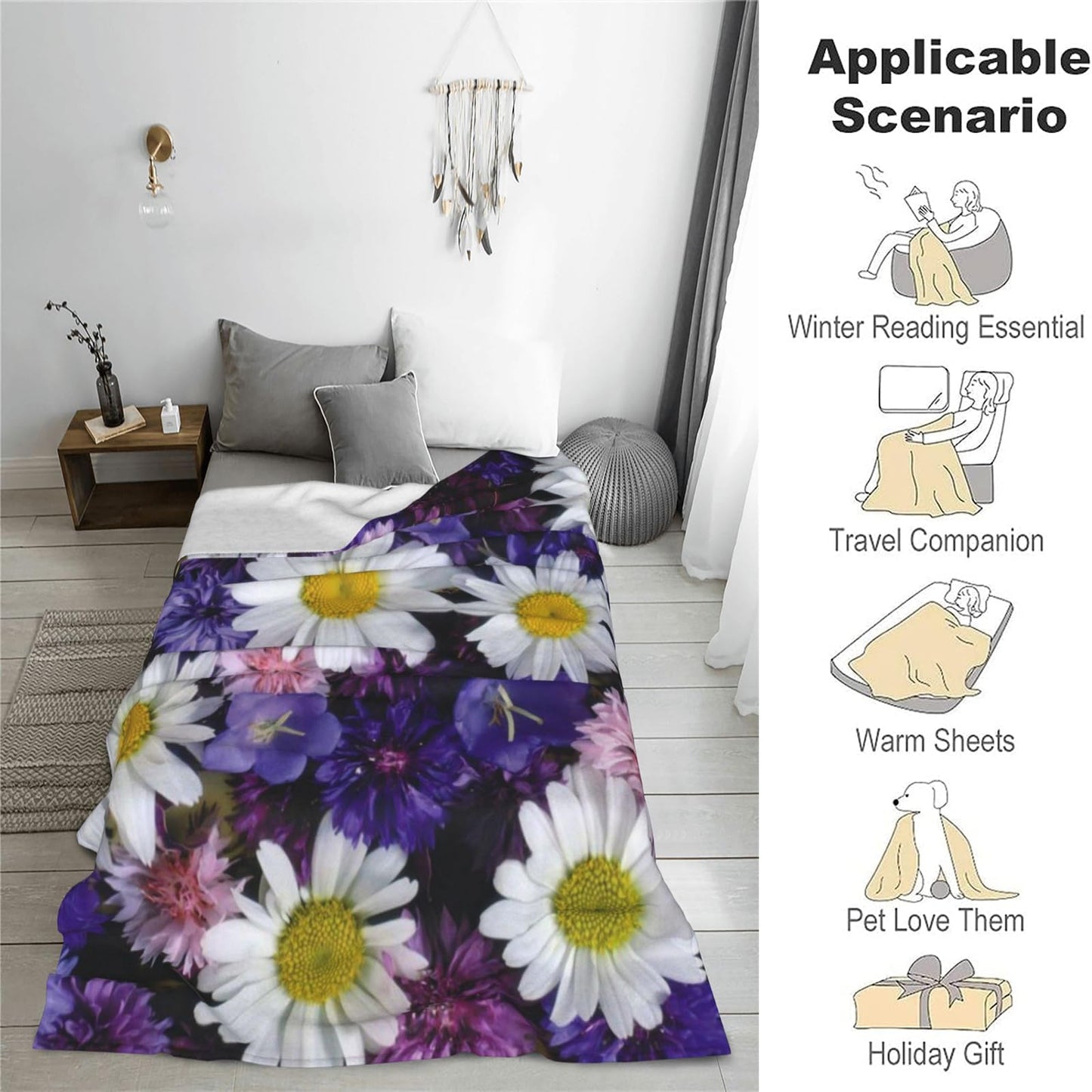 UNDAHIS Adorable Bunny Blanket, Soft Warm Cozy Rabbit Throw Blanket Gifts for Adults Kids Women, Lightweight Fuzzy Comfy Flannel Blankets for Couch, Travel, Bed, Home Decor 60×50 Inch