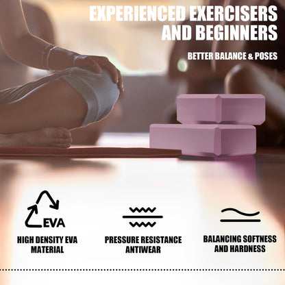 2 Pcs Yoga Blocks, 9"x6"x3" Foam Blocks Yoga Props for Pilates Stretching and Meditation Exercise Blocks Lightweight Yoga Essentials (Pink, normal)