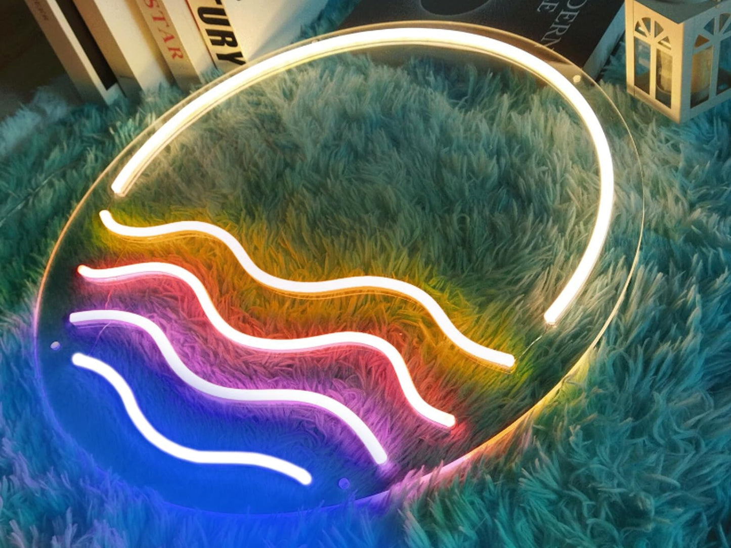 LED Decorative Lights USB Mountains Sunrise Sunset Led Neon Signs Home Decoration Wall Art Holiday Gift Brightness Adjustable 16.5''x11.8''