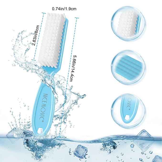 NICEMOVIC 10 Pcs Nail Brush for Cleaning Fingernails, Handle Grip Nail Scrubber