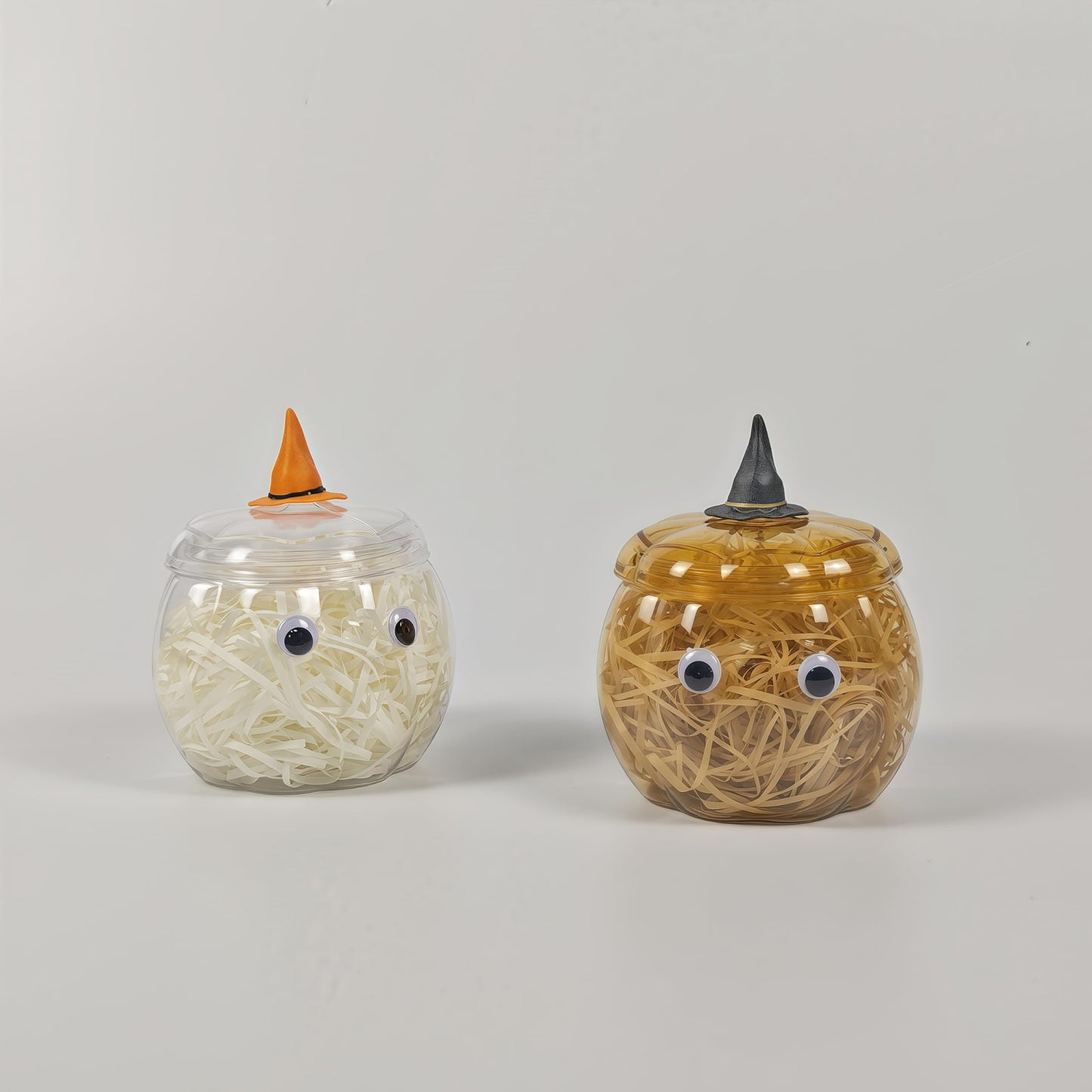 HANZE Large Pumpkin Container, Pumpkin Shaped Candy Toy Jar, Back To School, Teacher Appreciation Gift, Party Ornaments, Halloween, Thanksgiving，Christmas Decor Box - Clear + Orange