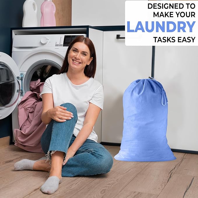 2 Pack - Extra Large Cotton Laundry Bag, Heavy Duty Large Laundry Bags 24 x 36