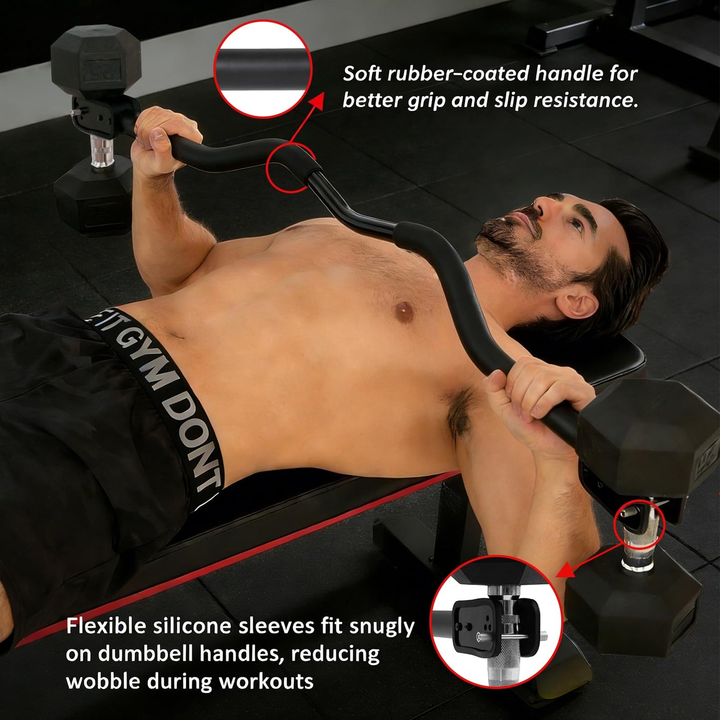 MARCHMARS Dumbbell Barbell Converter Bar, Adjustable Barbell Bar for Home Gym, Compatible with Most Dumbbells, All-Metal Dumbbell to Barbell Converter for Weight Lifting and Strength Training