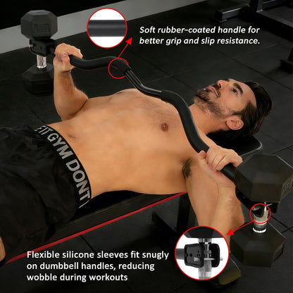 MARCHMARS Dumbbell Barbell Converter Bar, Adjustable Barbell Bar for Home Gym, Compatible with Most Dumbbells, All-Metal Dumbbell to Barbell Converter for Weight Lifting and Strength Training