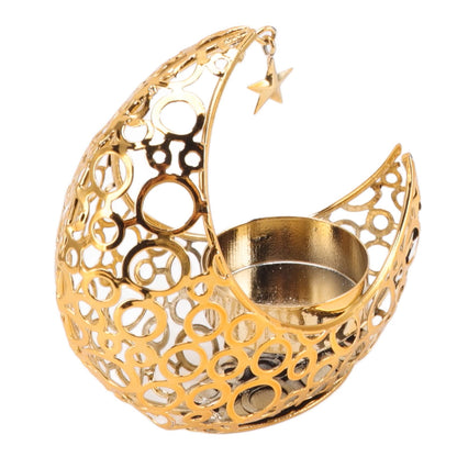 BSTiltion Moon Candlestick Holder Iron Hollowed Candle Holder with Elegant Design for Home Decor Wedding Christmas Decoration (Gold)