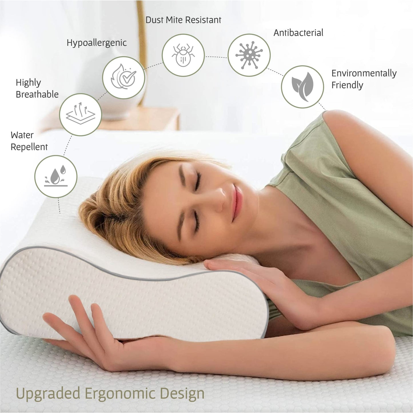 Cervical Spine Pillow for Neck Pain, Shoulder Pain - Orthopedic Memory Foam Support for Side and Back Sleepers - Neck Pillow for Sleeping, Soft Memory Foam (Original Wave Design)