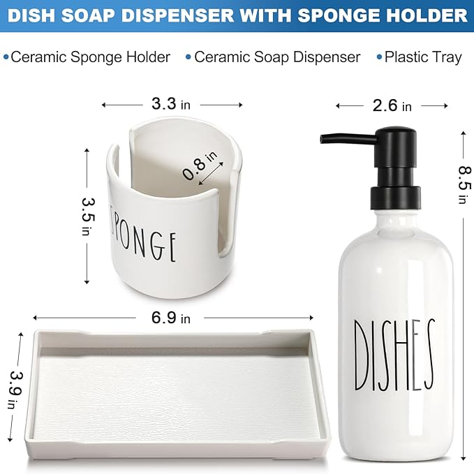 Dish Soap Dispenser for Kitchen, Ceramic Dish Soap Dispenser