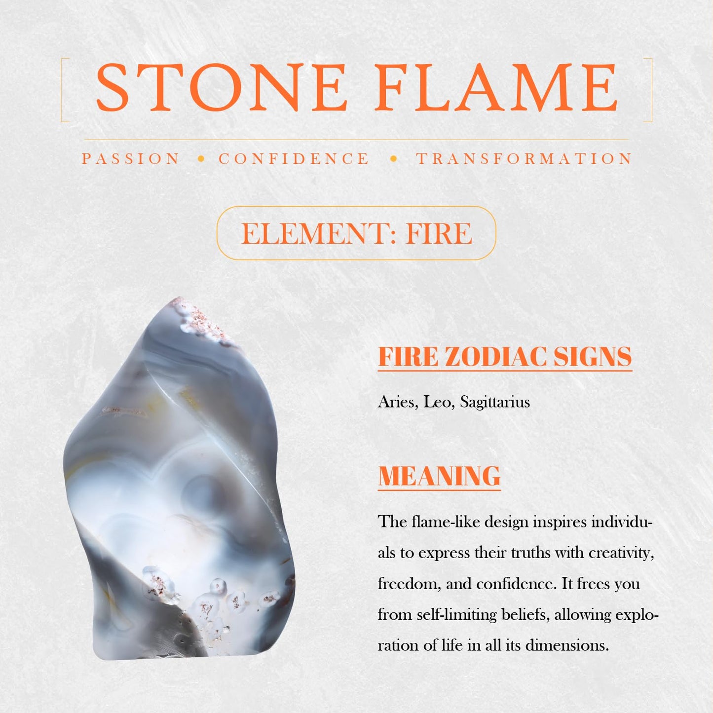 Sportmusies Natural Orca Agate Stone Flame Torch Figurine Home Office Desk Decoration, Reiki Healing Crystal Tower Statue, 3.14-5.62 inches