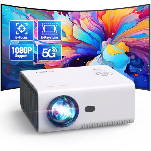 Projector with WiFi and Bluetooth,【Electric Focus/Keystone/Zoom】 YUZINO Mini Projector, 1080P FHD Portable Projector for Outdoor, 15000L Movie Projector for Bedroom for TV Stick/Phone/HDMI/USB/ Laptop