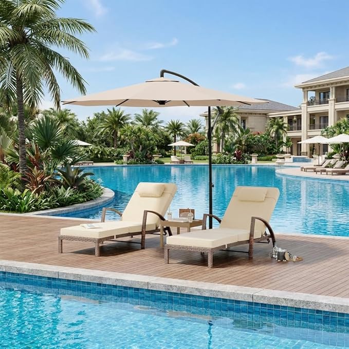 GarveeLife Outdoor Wicker Chaise Lounge Chair