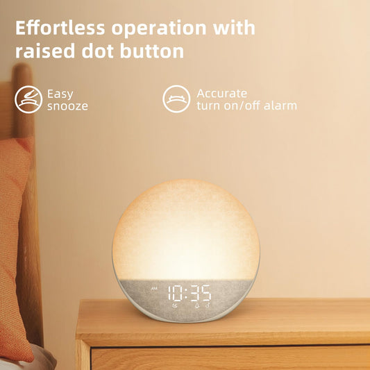 Sunrise Alarm Clock White Noise Machine: Natural Wake Up Light - Dimmable Clock with Bluetooth Speaker for Bedroom - 25 Sleep Sounds for Baby Adults Kids Putty