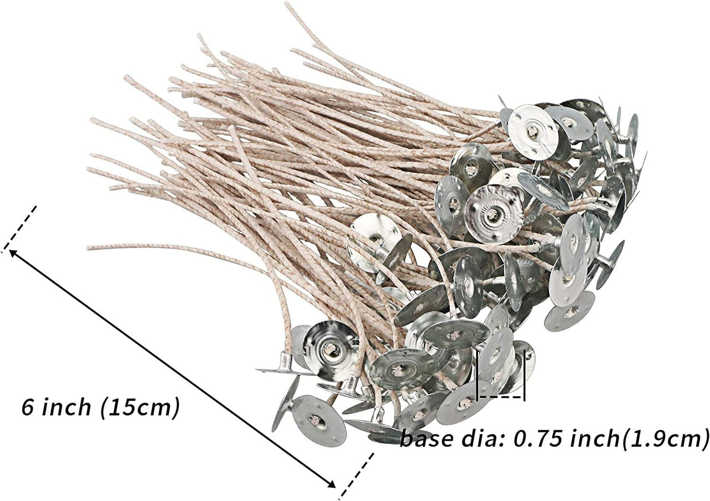 CD Series Candle Wicks for Soy Candles,100pcs CD 12 6" Pretabbed Wicks,Cotton & Paper Wicks for Candle Making （CD12）