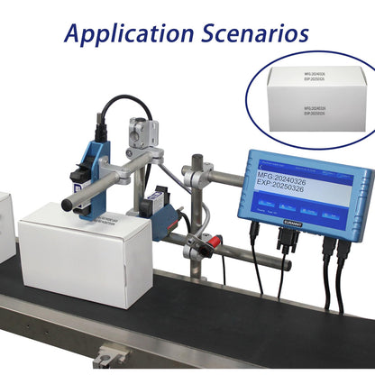 Eurannit Automatic Inkjet Coding Machine for Production Line, Thermal Inkjet Printer 260E with 7”Touchable Screen for Date/Batch/QRCode/Barcode/Logo etc (2 Nozzle Separate/ 0.5 in)