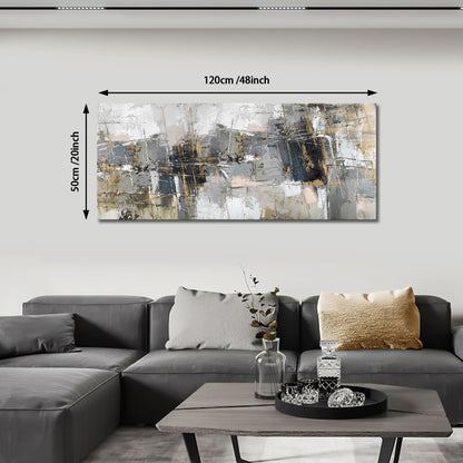FajerminArt Large Framed Canvas Wall Art Abstract Grey Painting on Canvas Printed Picture Poster Wall Art for Living Room Bedroom Wall Decor Ready To Hang 20" x 48"/ 120cm x 50cm