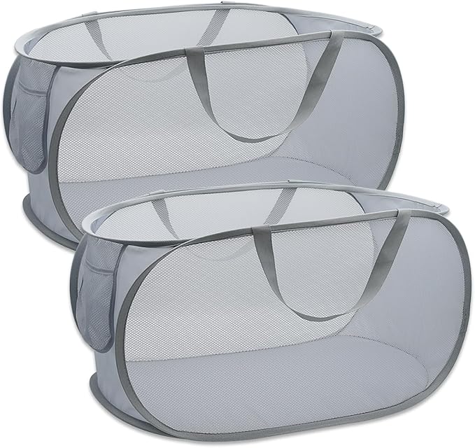 Pop Up Laundry Hamper, Collapsible Horizontal Baskets
