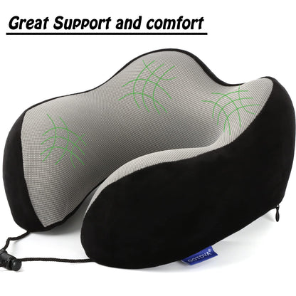 Travel Pillow,Travel Neck Pillows for Sleeping,100% Pure Memory Foam Soft Comfort & Support Pillow for Airplane/Car/Office&Home Rest Use-Pink