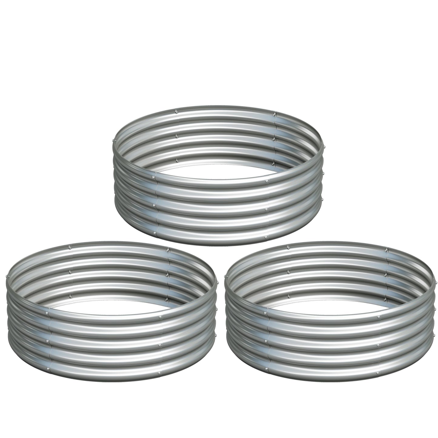 Yortrek 3Pack 3x3x1ft Galvanized Raised Garden Bed, Planter Raised Garden Beds Outdoor, Round Clearance Raised Garden Beds for Gardening Vegetables……