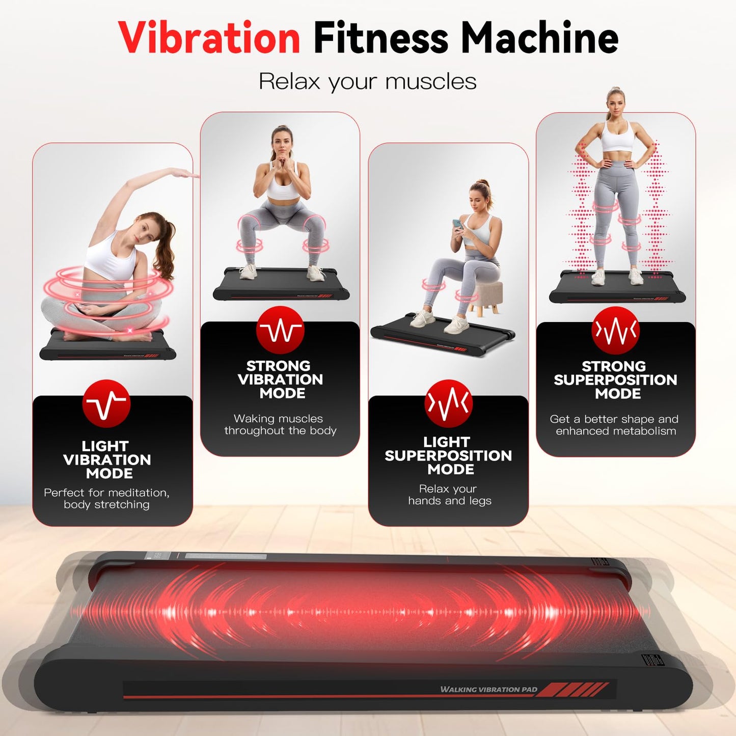 Sperax 3 in 1 Walking Vibration Pad, Under Desk Treadmill with APP, Portable Treadmills for Home, Walking Pad Treadmill with Remote Control