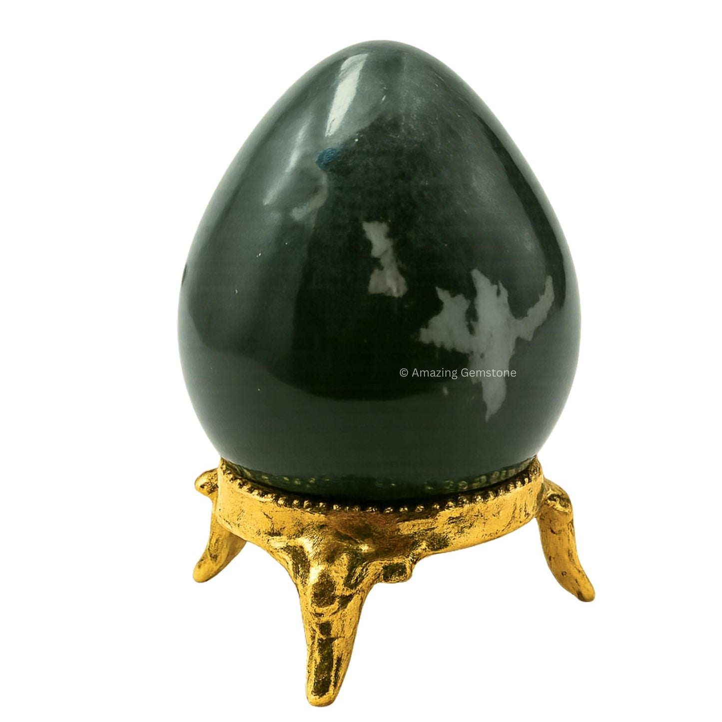 Amazing Gemstone Moss Agate Crystal Yoni Egg, 2 Inches - Premium Crystals and Healing Stones Yoni Egg for Pelvic Floor Health, Natural Healing Crystal Eggs for Meditation and Stress Relief