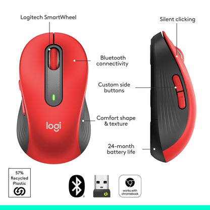 Logitech Wireless Mouse Signature M650 L Full Size - Large Hands, 2-Year Battery, Silent Clicks, Customizable Buttons, Bluetooth, PC/Mac/Chromebook - Black, Right-Handed, Large