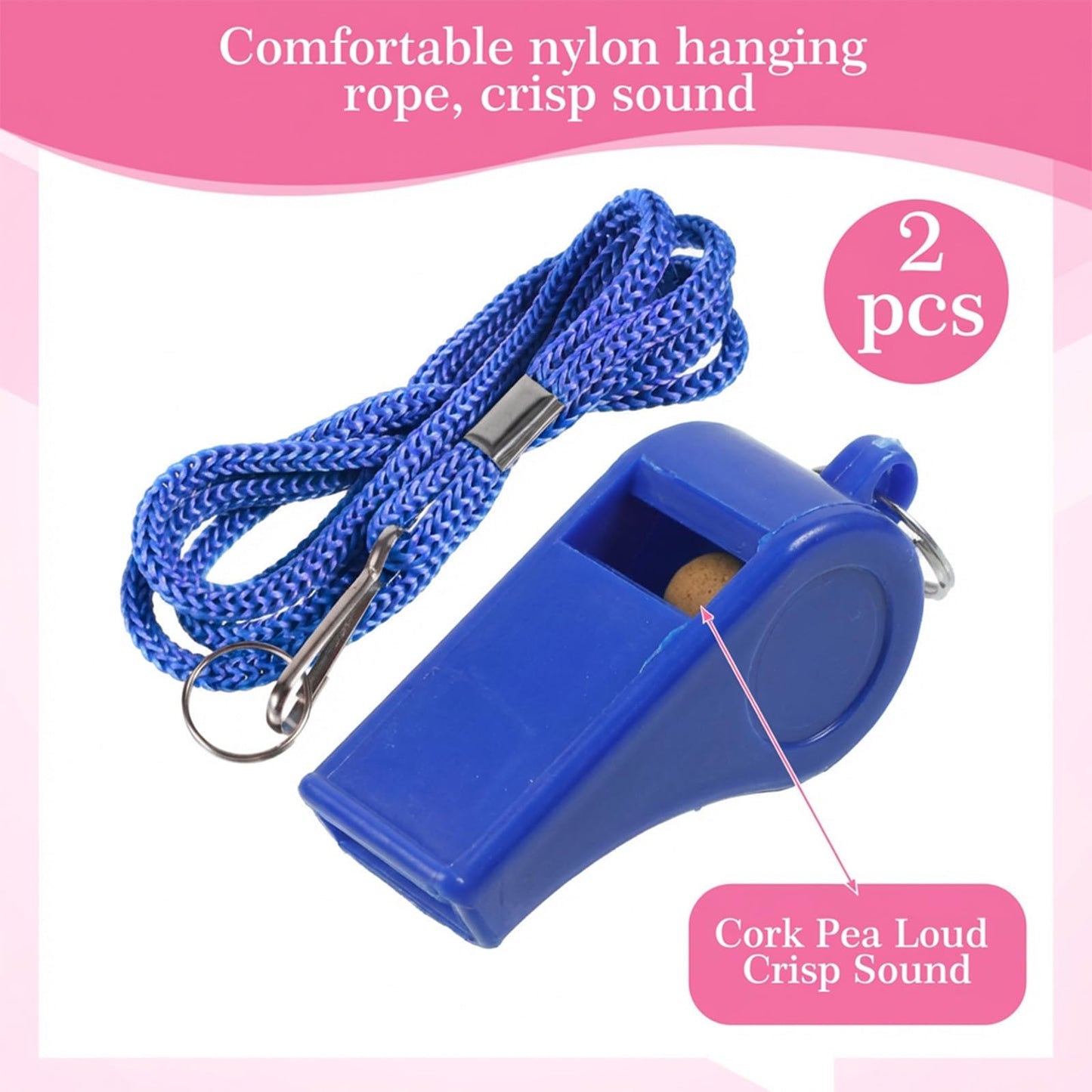 Alrhso 2Pcs Blue Whistle for Coaches Plastic Sports Whistle with Lanyard Loud Blue Referee Cheer Whistles Coaching Whistles for Outdoor Enthusiasts Basketball Dog Training Party Favors