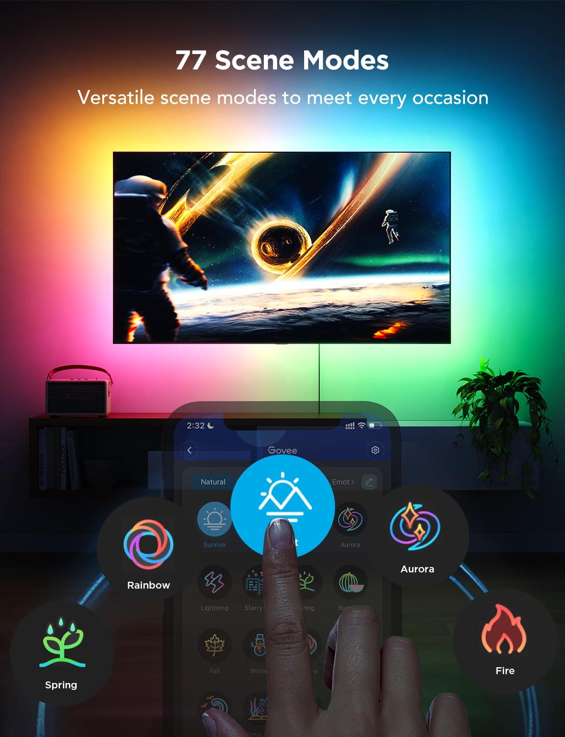 Govee TV LED Backlight Strip, RGBIC Smart LED Backlight for 40-50inch TVs, Music Sync, Wi-Fi Bluetooth & App Control, Works with Alexa & Google Assistant, 77 Scene Modes, Adapter
