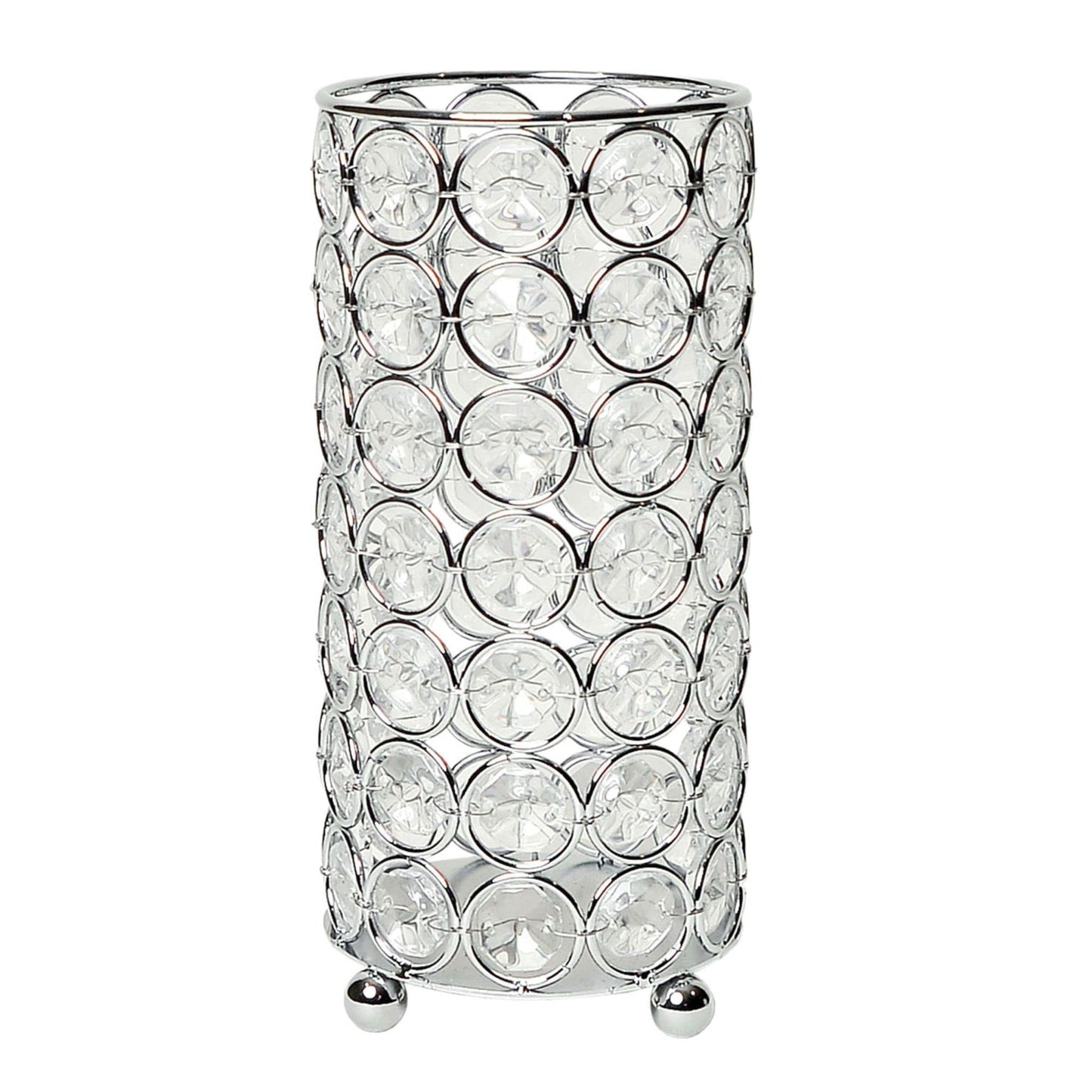 Elegant Designs HG1002-CHR Elipse Crystal Decorative Flower Vase, Candle Holder, Wedding Centerpiece, 6.75 Inch, Chrome
