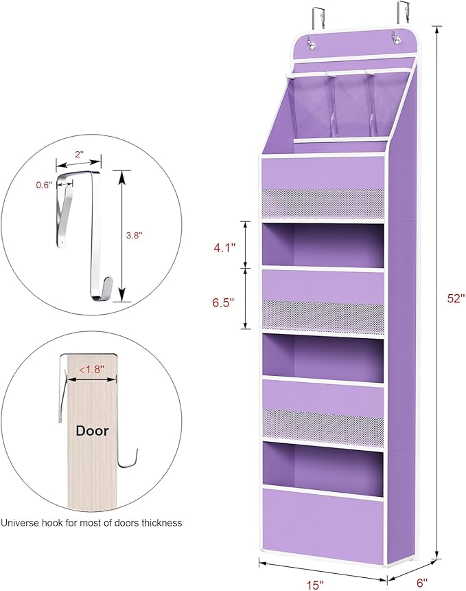 Univivi 5-Shelf Fabric Door Storage Over Door Hanging Organizer