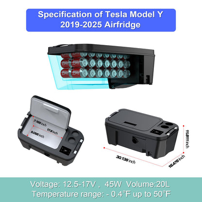 Car Refrigerator for Tesla Model Y 12V Fridge Cooler 2019-2025,21QT(20L) Car Freezer -4℉-50℉ for outdoor Travel/Camping/Home Use with Touch button control quality Compressor low Noise,Fast Cool.