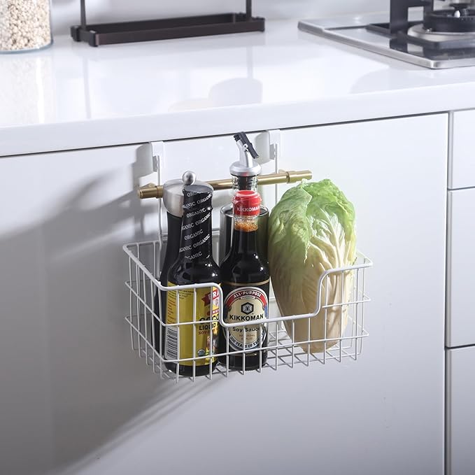 Wire Storage Basket 2 Packs, Wall Mounted Kitchen Bathroom, Hanging Cabinet