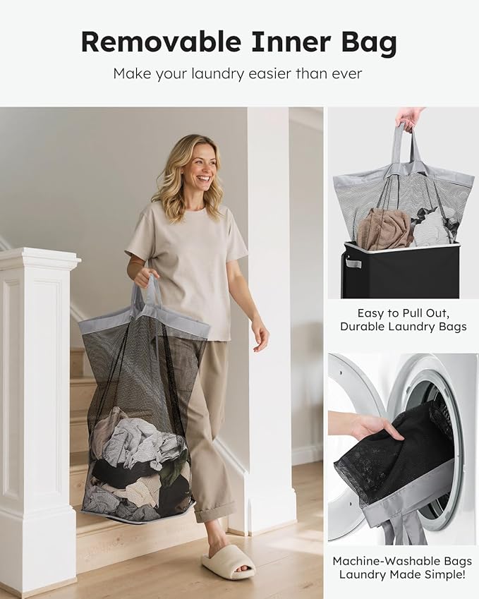 SOLEDI Laundry Hamper Black - 100L Large and Tall Laundry Basket Collapsible