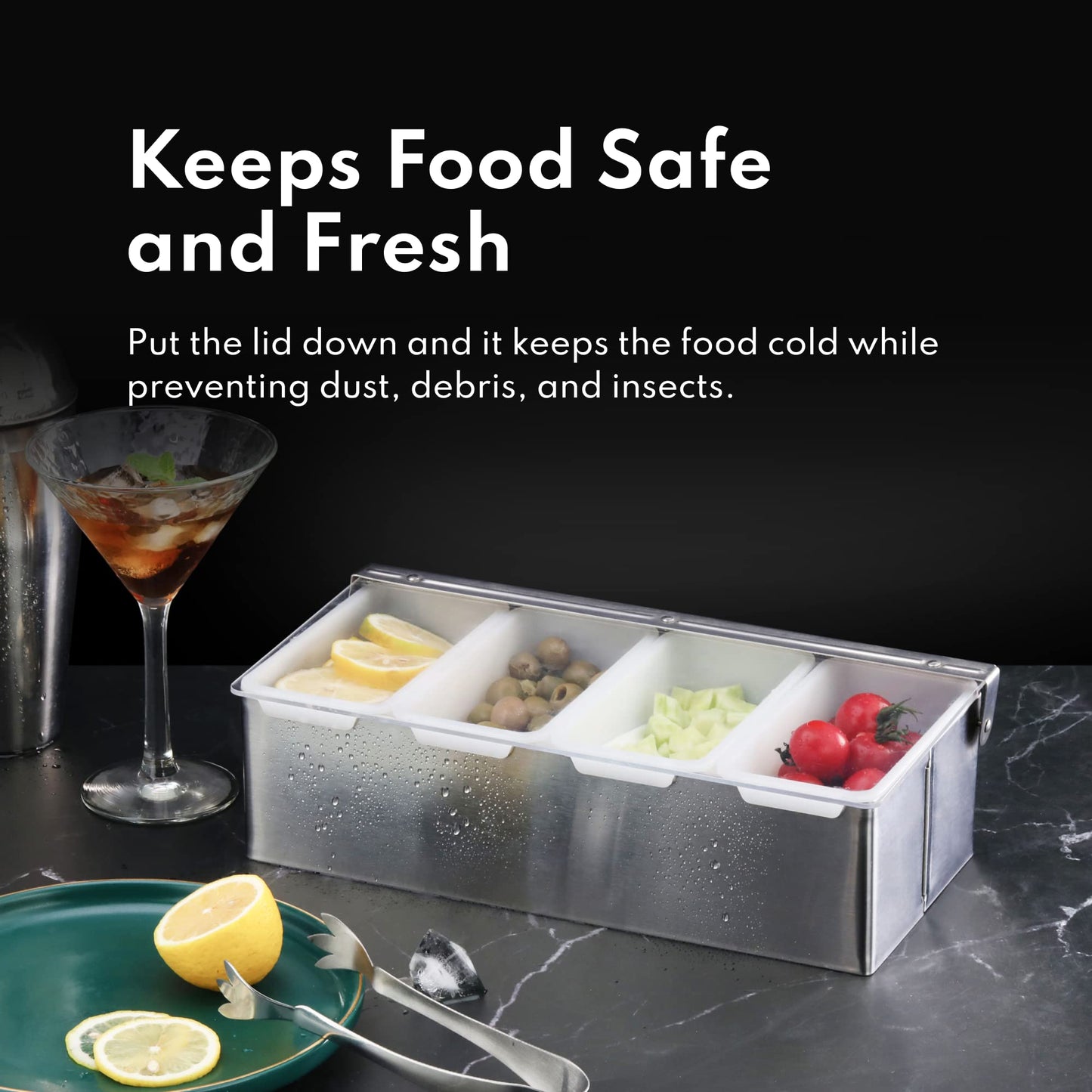 New Star Foodservice Multi-Compartment Restaurant-Grade Condiment Dispensers with 3 Compartments, Silver, Stainless Steel