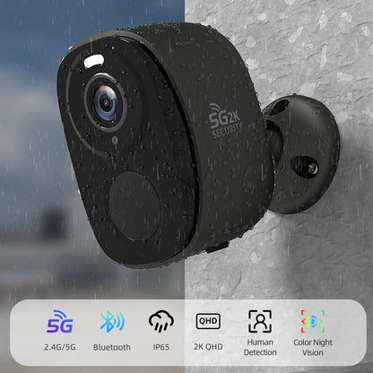 Rraycom 4Pack 5G/2.4G Security Cameras Wireless Outdoor,2K Battery Powered AI Motion Detection Siren Alarm WiFi Home Indoor Camera, Color Night Vision, 2-Way Talk, Waterproof, Works w/Alexa, Cloud/SD