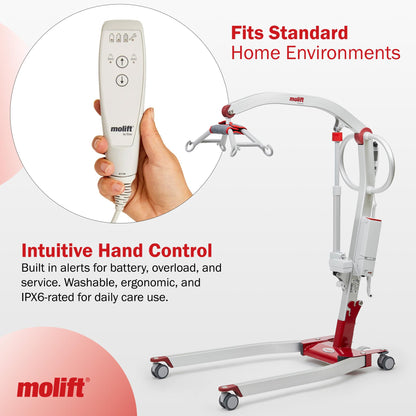 Molift Smart 150 Premium Electric Patient Lift Transfer Chair - No-Assembly Foldable Design for Home & Travel - Intelligent Professional-Grade Lift Assist for Elderly & Limited Mobility - 330 lbs Cap