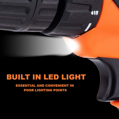 TOPWAY Cordless Drill Driver 12V, Battery Powered Screwdriver with 10mm Keyless Chuck, 2 Speed, LED Light and 1X Battery Included, Ideal for Home DIY Project 102000