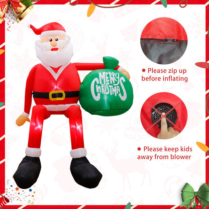 GUDELAK 8FT Christmas Inflatables Outdoor Decoration, Climbing Inflatable Santa Claus Blow Up Yard Decorations with LED, Inflatable Christmas Decorations Outdoor for Yard Roof Garden Lawn