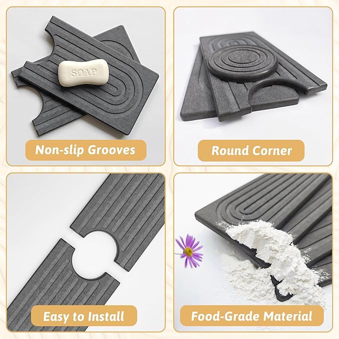 Faucet Mat for Kitchen Sink, Quick Drying Stone Sink Tray, Water Absorbent Soap