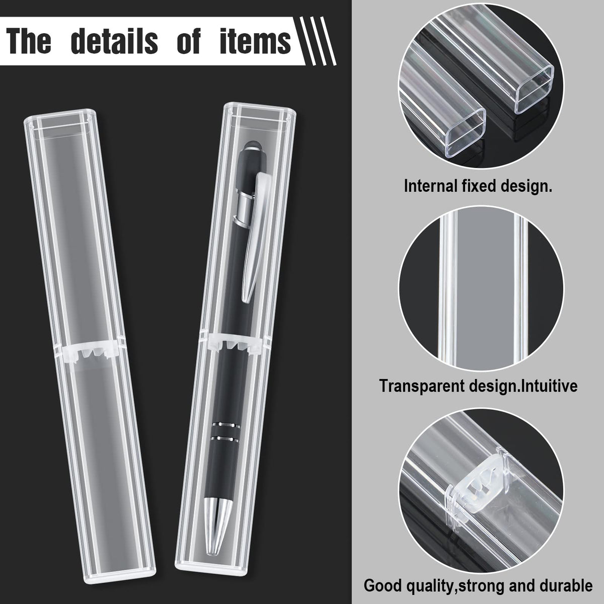 Spakon 40 Pieces Pen Gift Boxes, Acrylic Plastic Pen Cases Storage Plastic Pencil Box Case Transparent Pencil Container for Student School Office Supply