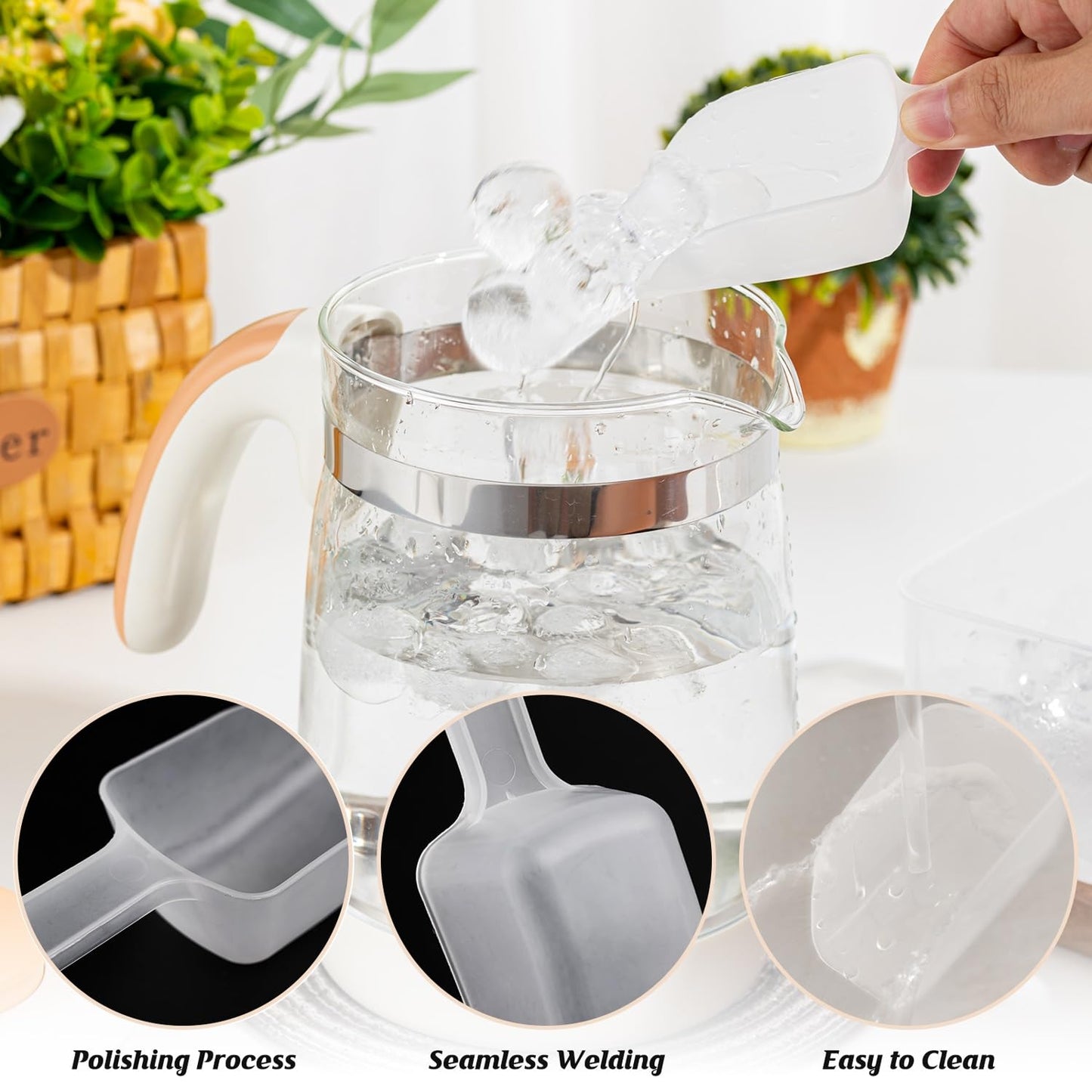 18Pcs Clear Plastic Ice Scoop for Freezer - Durable Acrylic Serving Spoons for Kitchen Canisters, Candy Buffet, Coffee, Flour, Popcorn - Multi-Purpose Small Scoopers for Dry Goods & Bath Salts