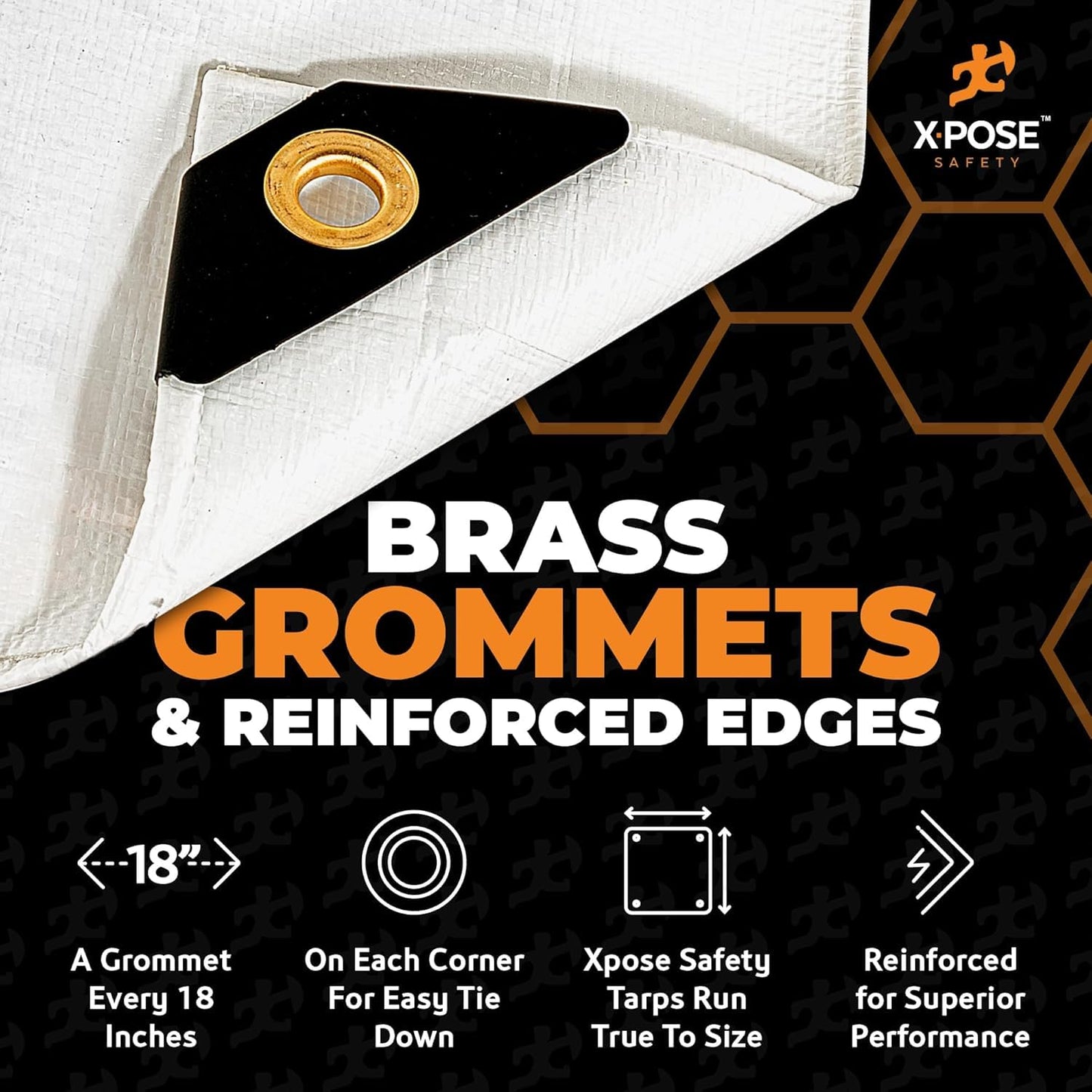 Heavy Duty White Poly Tarp 7' X 40' (2-Pack) - Multipurpose Protective Cover - Durable, Waterproof, Weather Proof, Rip and Tear Resistant - Extra Thick 12 Mil Polyethylene - by Xpose Safety