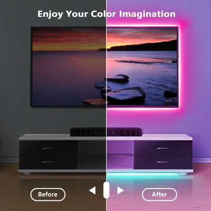 NBBUFF - Led Lights for Bedroom, 50ft (1 Roll), RGB Color Changing LED Strip Lights with 60 Key Remote and APP Control, Music Sync LED Lights for
