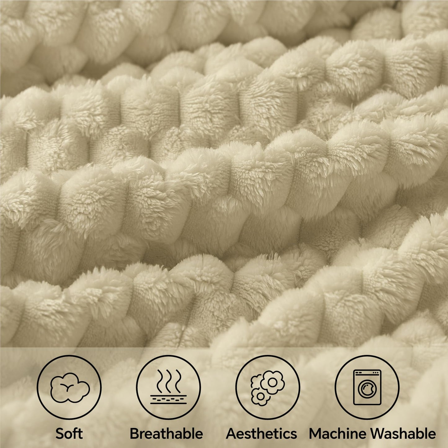 BEDELITE Fleece Throw Blanket for Couch & Bed - 3D Jacquard Decorative Almond Blanket, Super Soft and Cozy Warm Fuzzy Blanket All Seasons Suitable, 50x60Inches