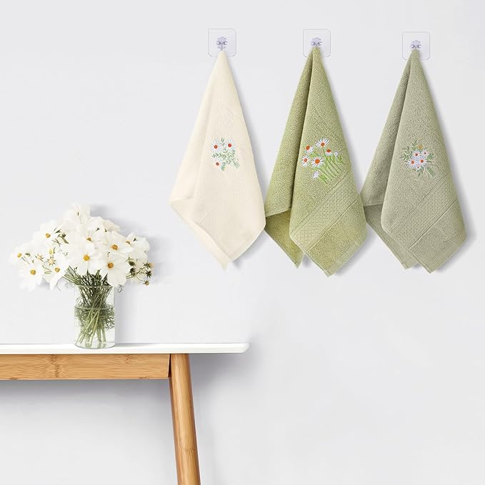 3 Pcs Daisy Floral Hand Towels Daisy Flowers Boho Bathroom Decor 14x29 Inch