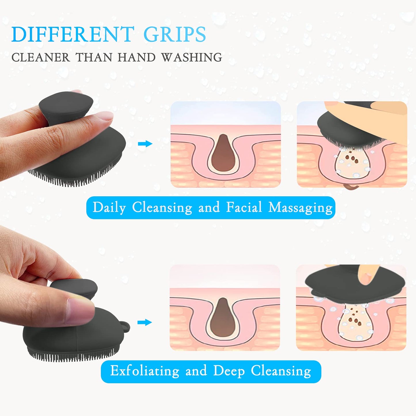 Face Scrubber, Gentle Pore Scrubber Silicone Face Exfoliating Scrubber, Face Wash Brush Manual Waterproof Cleansing Skin Care Face Scrub Wash Brushes for Men and Women