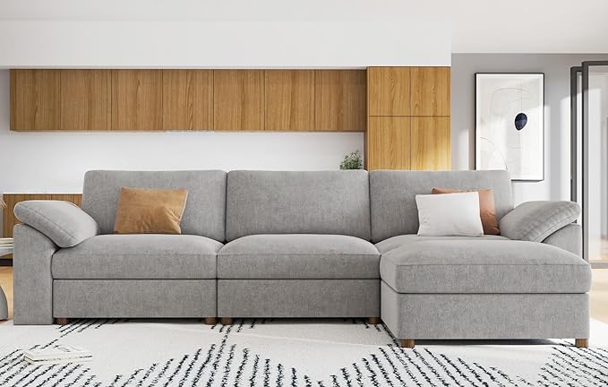EASE MOOSE Oversized L Shape Sectional Modular Sofa, Wide Deep seat Sectional
